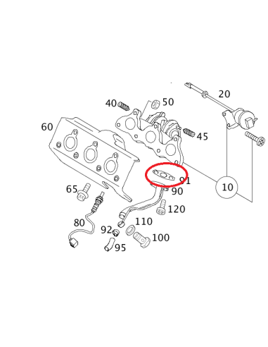 Guarnizione tubo ritorno olio dal turbocompressore al motore Smart Fortwo 450 e Roadster 452