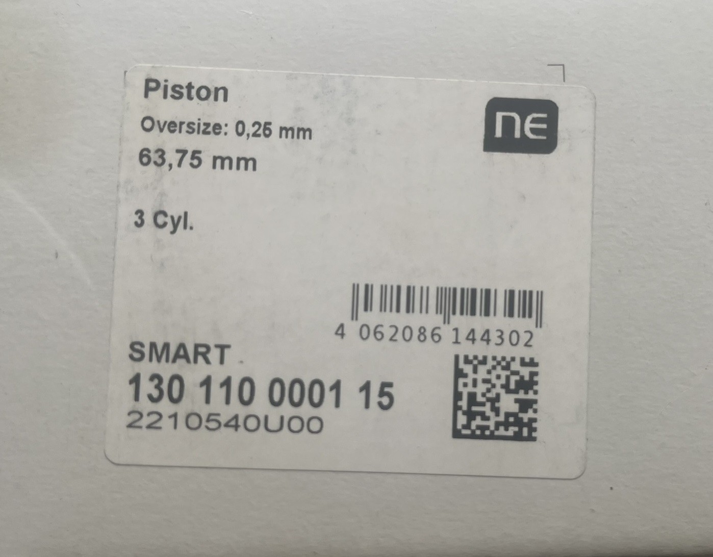 NE Piston set for 3 cylinders of petrol engine Smart 450 599cc