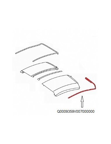 Junta de goma del techo rígido del Smart Roadster, lado izquierdo