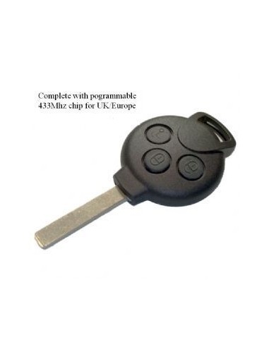 Llave remota de repuesto de 3 botones Smart ForTwo 451 El llavero de tres botones negros viene completo con componentes