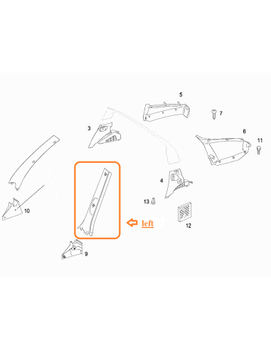 neue Smart Roadster 452 Abdeckung A-Säule links oder rechts