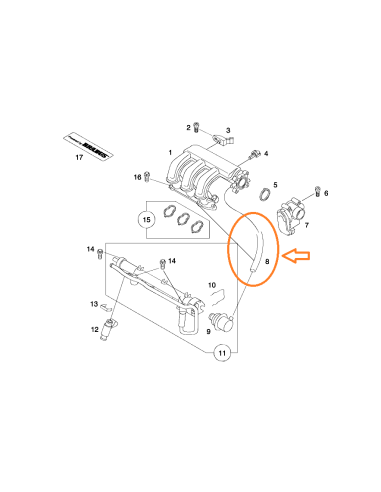 Smart Roadster e ForTwo 450 TUBO DEL VUOTO DAL REGOLATORE DI PRESSIONE AL TUBO DI ASPIRAZIONE