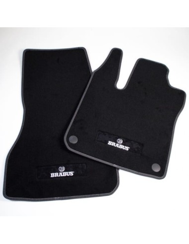 Tapis de sol en velours Smart 453 FORTWO FORFOUR BRABUS d'origine avec coutures noires argentées