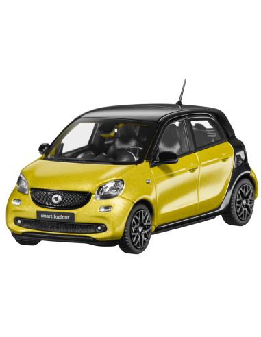 Coche modelo Norev Smart 453 Forfour Prime amarillo a escala 1:43