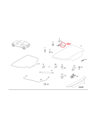 Nieuwe originele Smart Roadster 452 Notch Seal scharnier achterklep