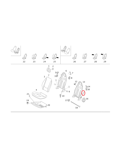 Abdeckung für Sitzgriffentriegelung für Smart Roadster und Fortwo 450 Sitz