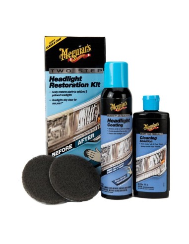 Kit de restauração de faróis Meguiars Perfect Clarity (limpador de 118 ml/revestimento de 118 ml/2 almofadas)