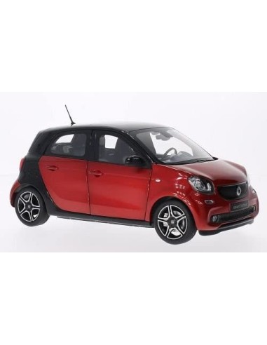 Coche modelo NOREV Smart Forfour 453 Prime negro/rojo cadmio a escala 1:18