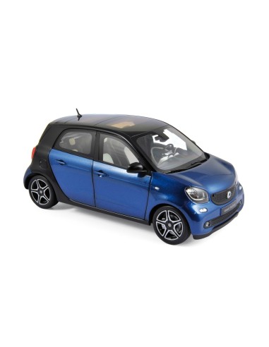 Carro modelo NOREV Smart Forfour 453 Prime preto/azul 1:18