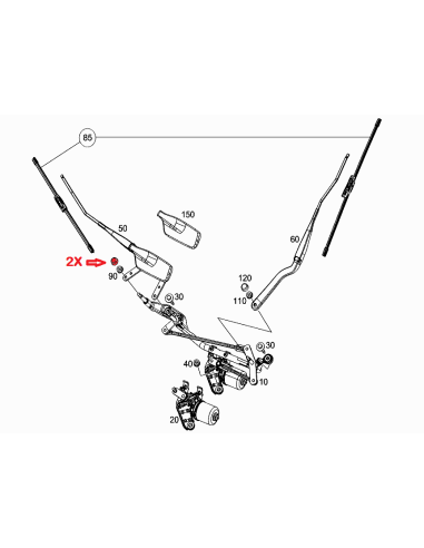 Nouveaux cache-écrous de fixation de bras d'essuie-glace adaptés aux Smart 453 ForTwo et ForFour