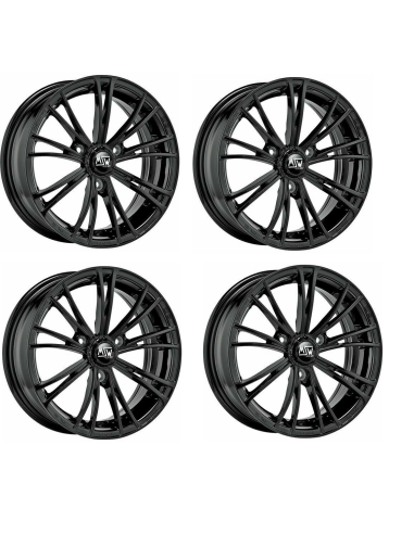 MSW X2 Velgen Glanzend Zwart 15 Inch ET30 3x112 Complete set voor Smart Fortwo 451