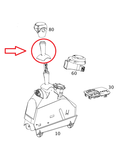 Alavanca de câmbio Smart ForTwo 451 Sliding Collar versão EUA/CANADÁ A4512620023CR4A