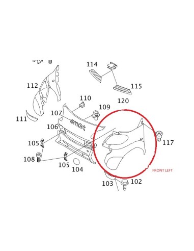 Aileron avant ou arrière gauche ou droit non peint pour Smart ForTwo 450 cabrio